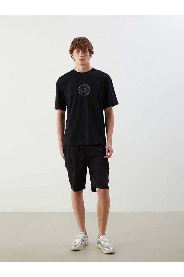 XSIDE Siyah Slim Fit Erkek Kargo Şort - 1