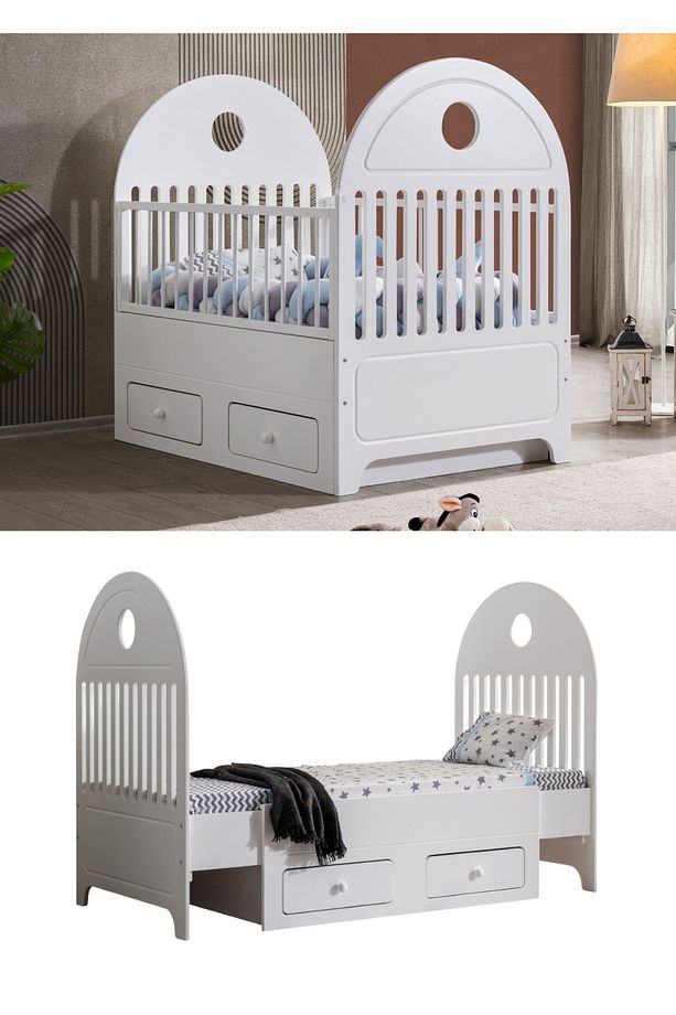 Lotus Büyüyen Karyola / Komple Mdf - Lake / Ücretsiz Kurulum / Ortopedik Yaylı Yatak Dahil - 1
