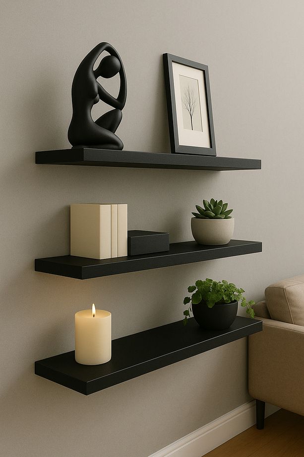 Uçan Duvar Rafı 3 lü Set Gizli Raf Dekoratif Duvar Rafı İskandinav Model Duvar Rafı - 2