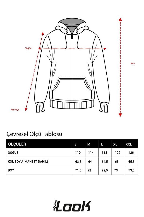 Kapüşonlu Fermuarlı Kanguru Cepli Modal Sweat Siyah - 7