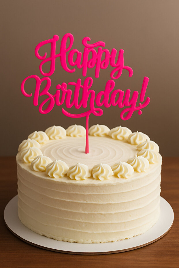 Happy Birthday Cake Topper Pink - Happy Birthday