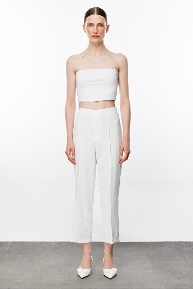 Ecru Ribbed Trousers