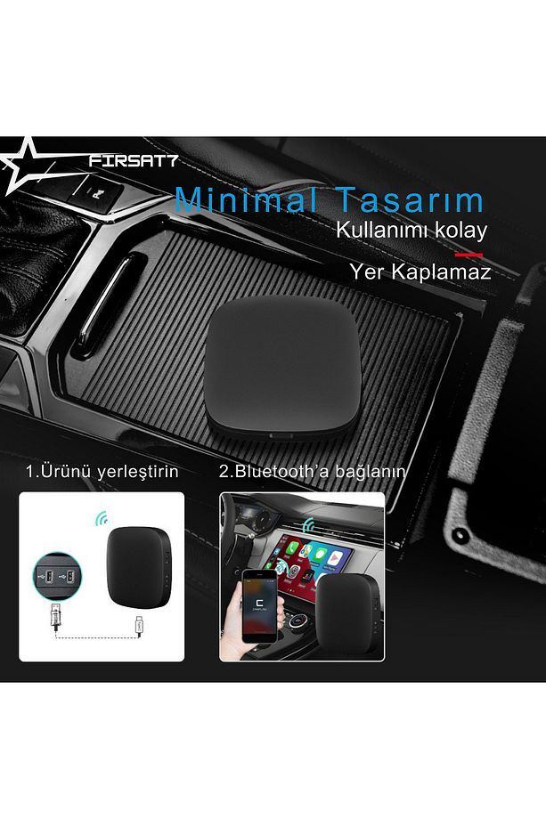 Tak Çalıştır 2in1 Kablosuz & Android Araç Mini Usb Adaptörü Taşınabilir Bluetooth Wifi Carplay - 1