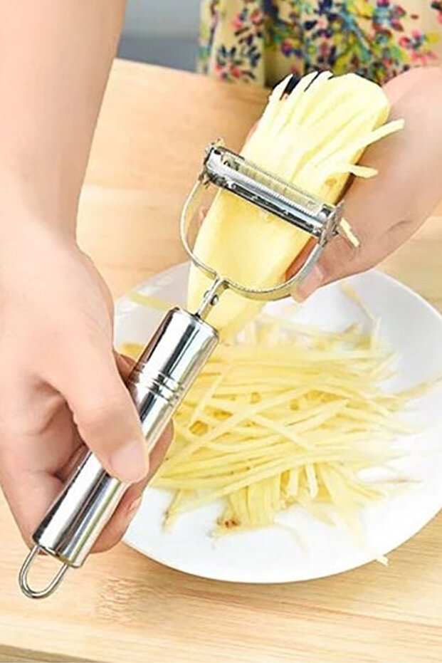 قطاعة جوليان مزدوجة الوظائف من الفولاذ المقاوم للصدأ - مقشرة فواكه الخضروات