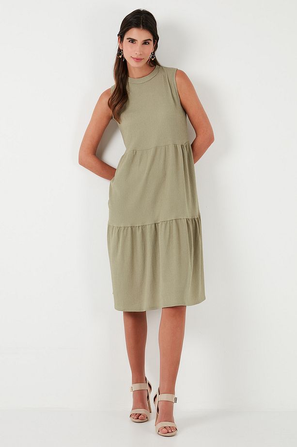 Regular Fit Kolsuz Midi Elbise ELBİSE 5869008 - 4