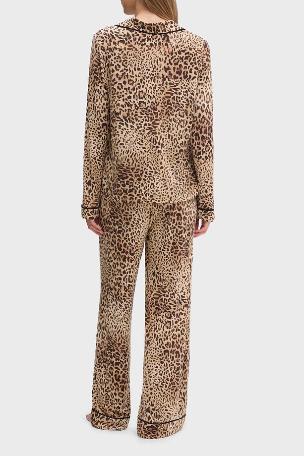 Sasha Leopar Desenli Regular Fit Yüksek Bel Bol Paça Modal Pijama Takımı O5RX08KCIN2 PİJ - 4