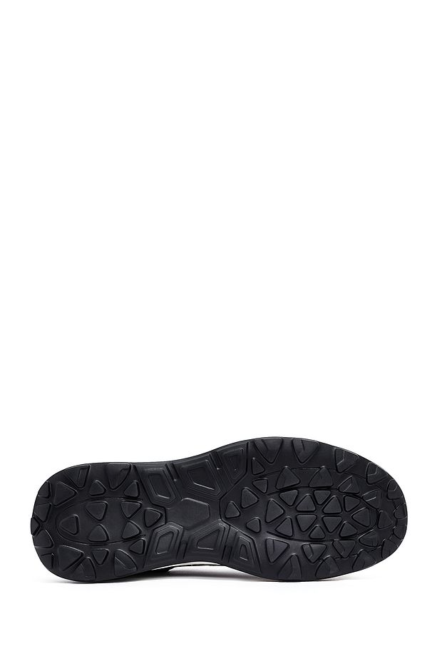 Erkek Siyah Bağcıklı Kalın Tabanlı Deri Sneaker 25SFD675018 - 4