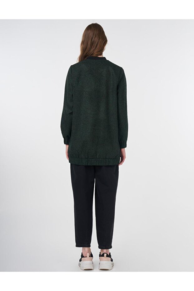 Textured Basic Jacket Emerald-Black - 5