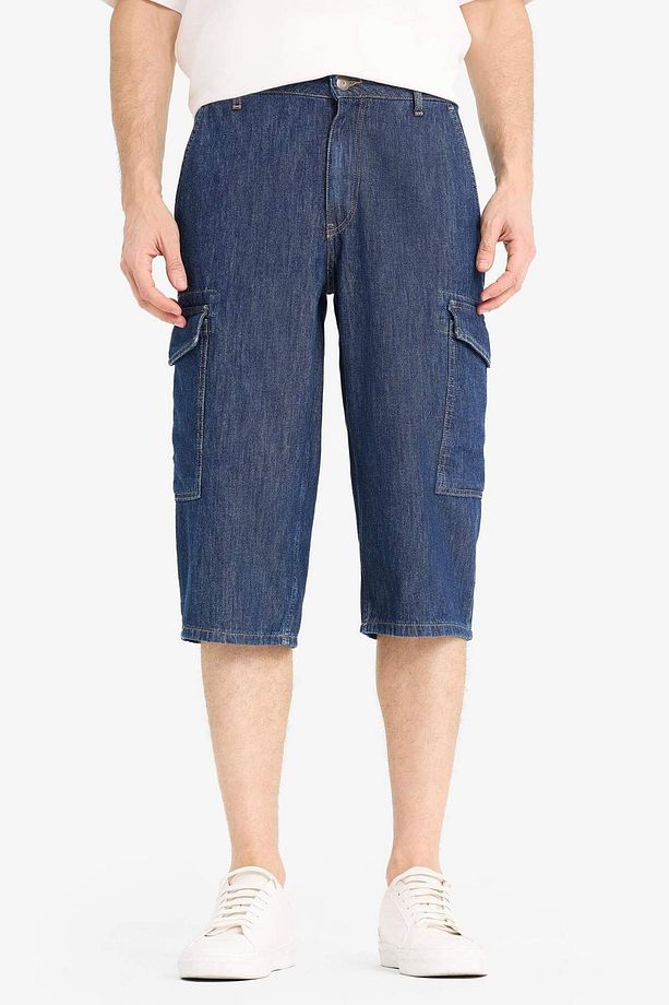%100 Pamuk Hafif Kumaş Regular Fit Jean Uzun Bermuda Şort F4222ax25sm - 1