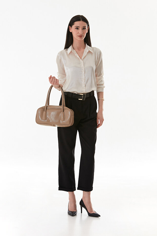 Zippered Patent Leather Handbag