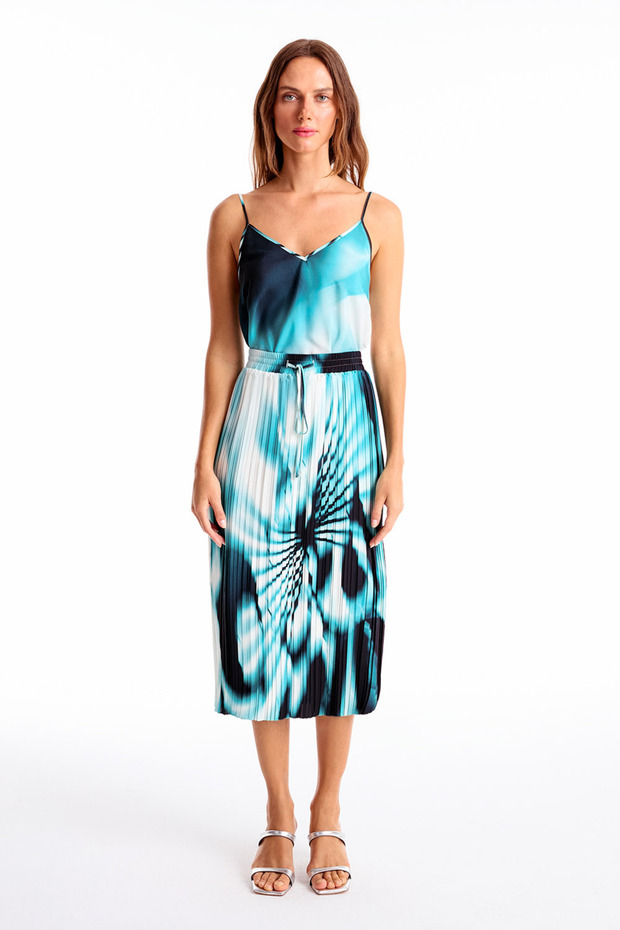 Mavi Japsis Regular Fit Yüksek Bel Midi Boy Etek - 1