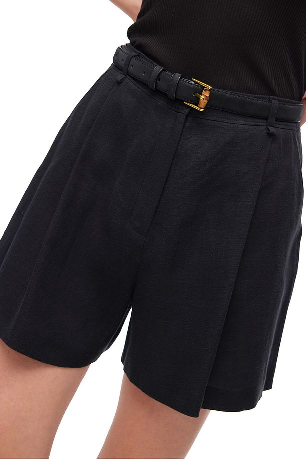 Siyah Holas Regular Fit Düşük Bel Midi Boy Şort - 5