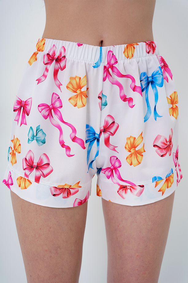 Kadın Mıx Duble Manşet Ve Paça Detaylı Dokuma Gömlek Ve Şortlu Pijama Takımı Pjmx13919 - 4