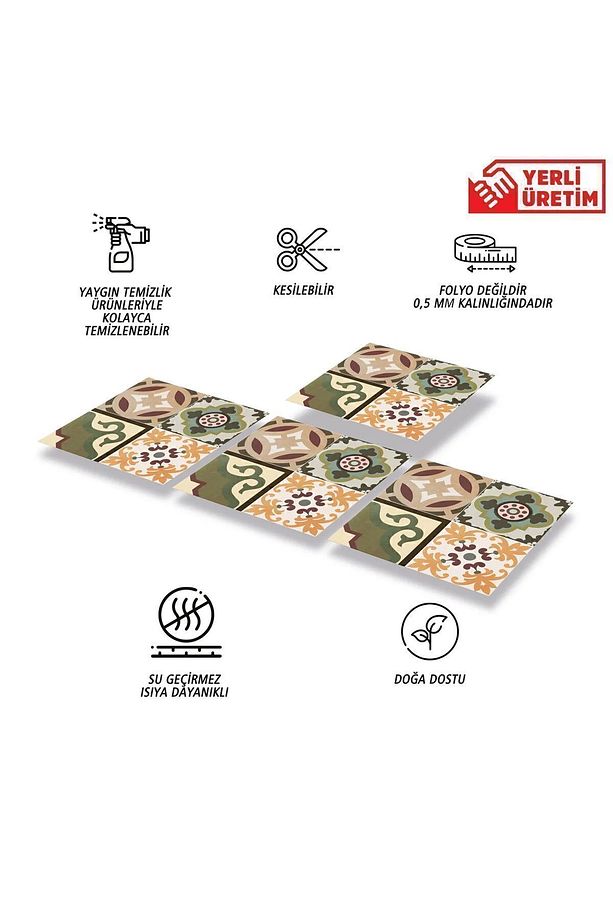 Kendinden Yapışkanlı Kafkas Desenli Pvc Karo 30x30 Cm (33 Adet) 3m2 - 2
