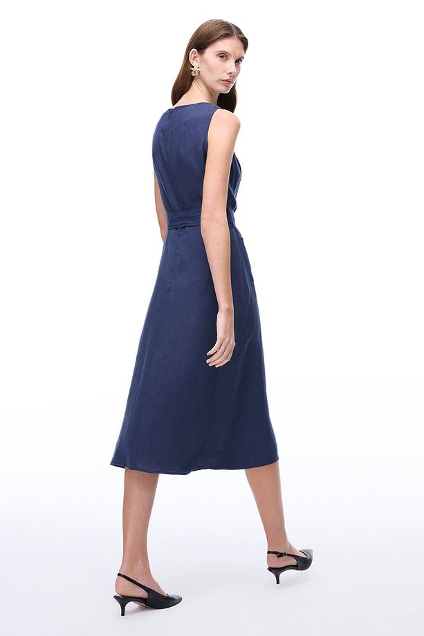 Lacivert Akars Regular Fit Midi Boy Elbise - 5
