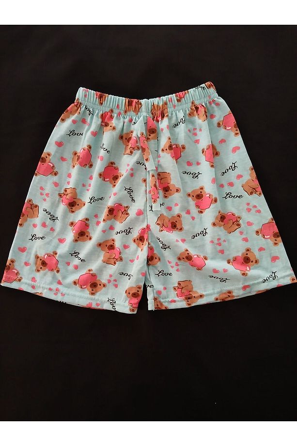 Tatlı Ayıcık Desenli Mavi Pijama Altı Şort - Bukadinca - 1