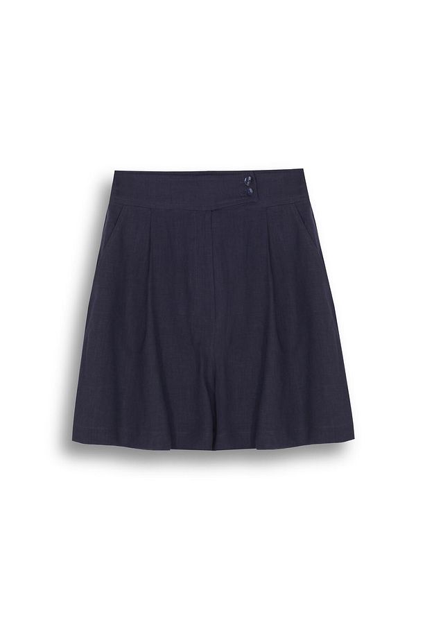 Lacivert Akars Regular Fit Yüksek Bel Kısa Boy Şort - 1