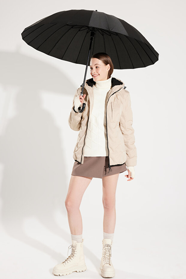 Herren-Strickpullover in Ecru mit Rollkragenpullover und weichem Knopf A32y5117 - 1