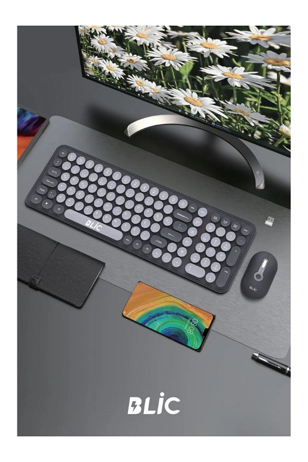 Kablosuz Klavye Mouse Seti Mavi Ev Ofis Iş Yeri 2.4 Ghz Bkb6 - 3