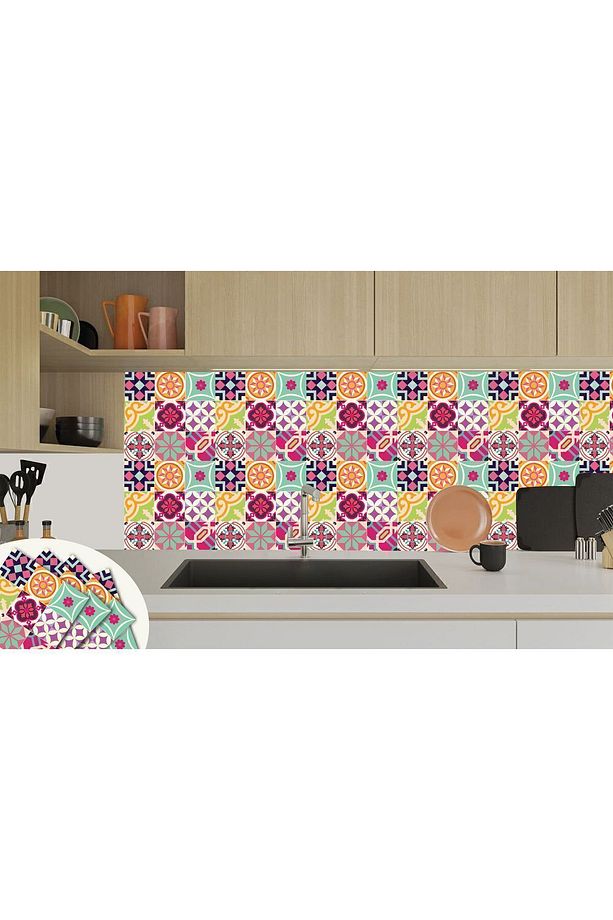 Kendinden Yapışkanlı Colorful Desenli Pvc Karo 30x30 Cm (33 Adet) 3m2 - 5
