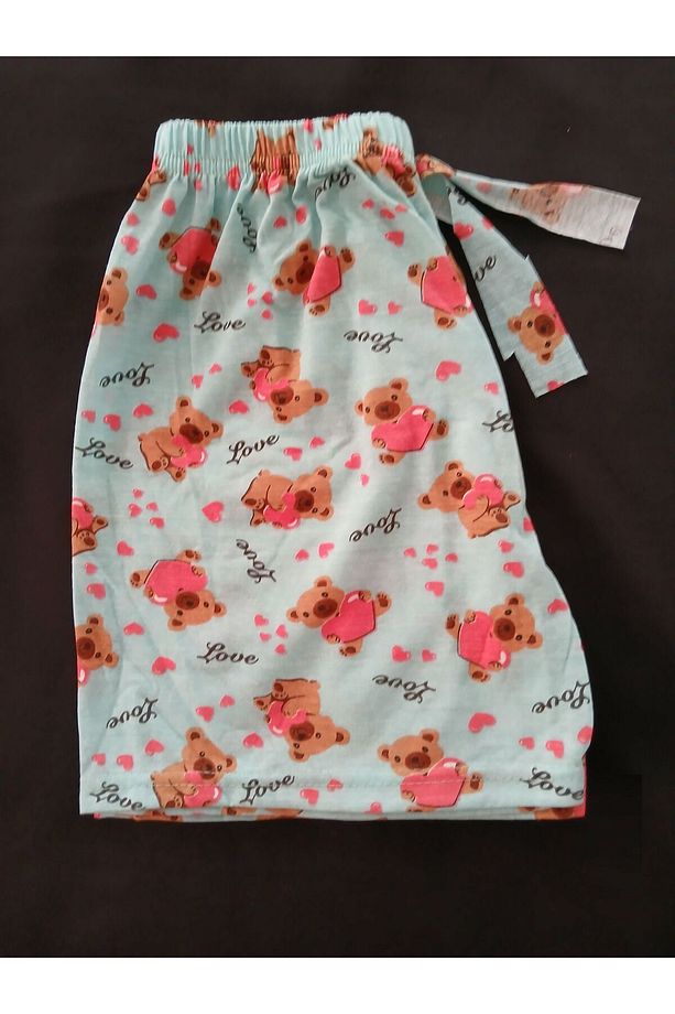 Tatlı Ayıcık Desenli Mavi Pijama Altı Şort - Bukadinca - 2