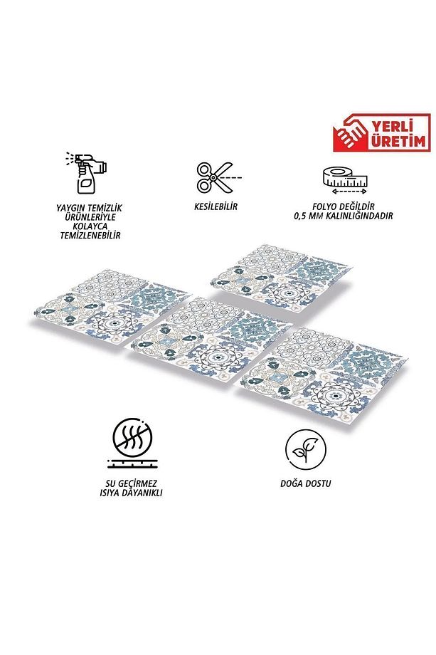 Kendinden Yapışkanlı Mutfak Banyo Kaplama Retro 010 Desenli Pvc Karo 30x30 Cm (33 Adet) 3m2 - 2