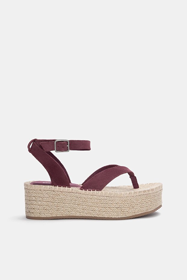 Dolgu topuklu deri sandalet - 1