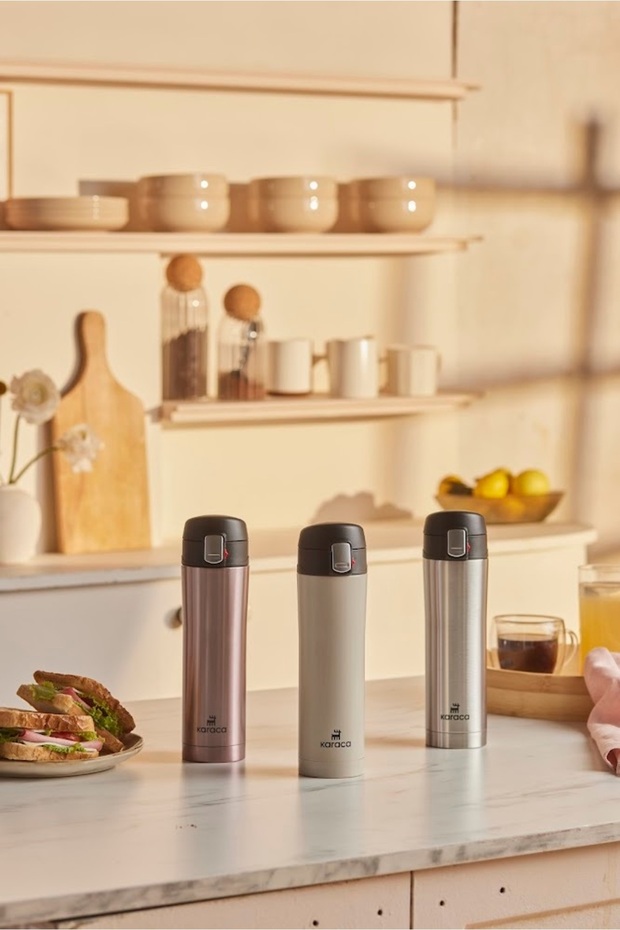 Pluton Çelik Sızdırmaz Termos 450 Ml Krem - 5