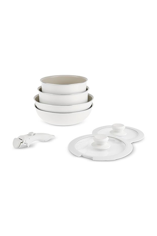 x Refika Swiss Crystal Almond Cream Easy Clip 7 Parça İndüksiyon Tabanlı Tencere / Tava Seti - 13