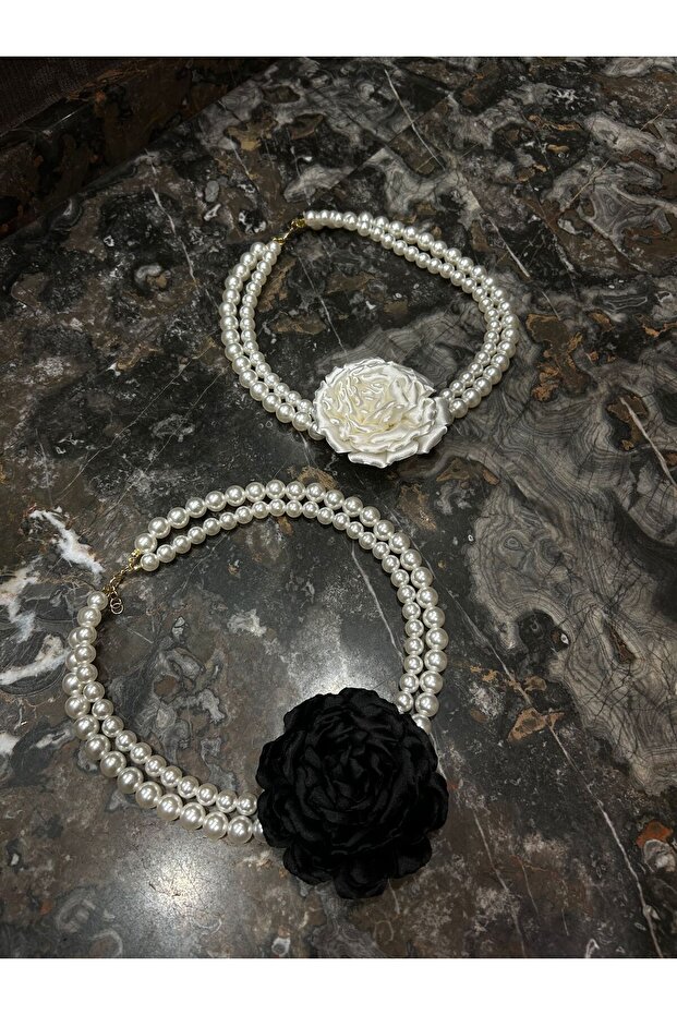 Krem Güllü Inci Kolye - 1