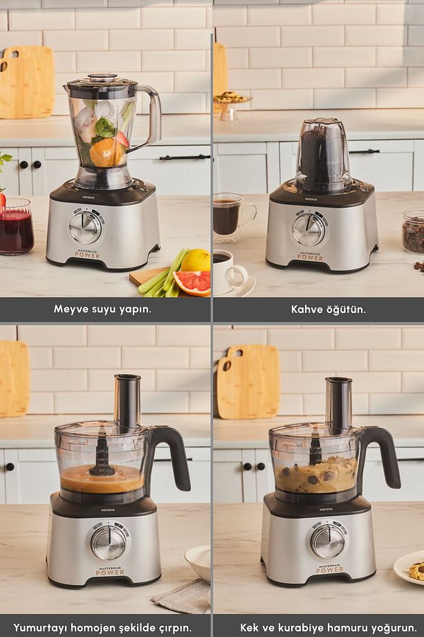 Mastermaid Power 10 in 1 Mutfak Robotu Silver Blender Seti 2000w - 5