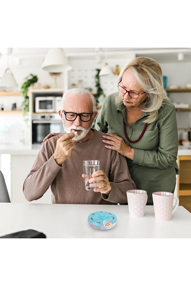 Weekly Pill Organizer – 7-Day Round Box | BPA-Free, Snap-Lock Lid, Travel-Friendly - 6