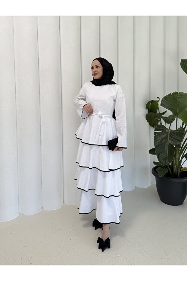 Biyeli Kat Kat Elbise 3-3055 - 2