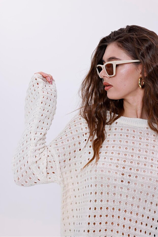 Ajurlu Triko Kadın Bluz - 3