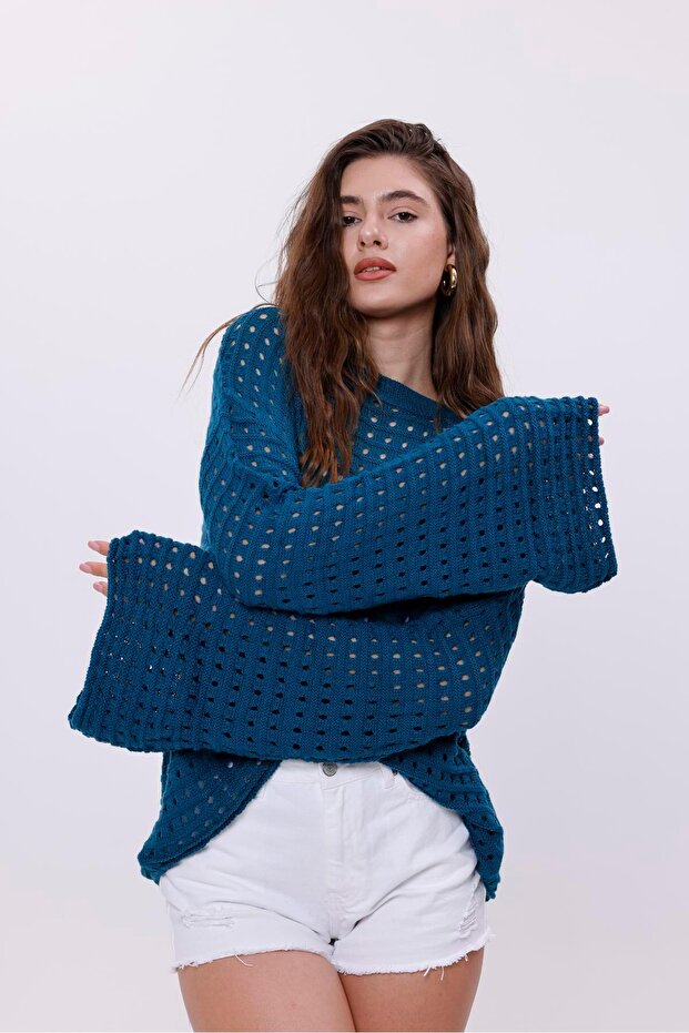 Ajurlu Triko Kadın Bluz - 2