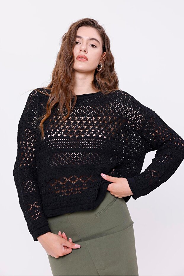 Ajurlu Triko Kadın Bluz - 5