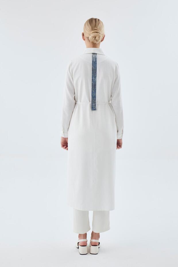 Pul Detaylı Uzun Ekru Tunik T-1560 - 6