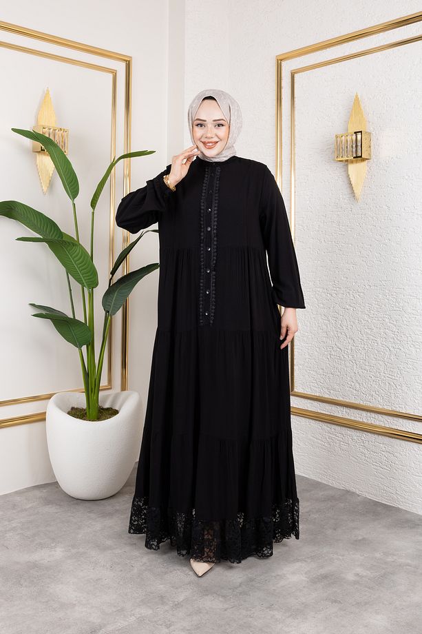 GÜPÜRLÜ DANTELLİ ELBİSE - 1