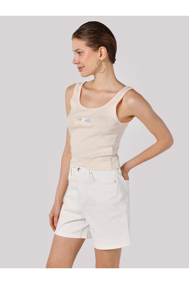 Regular Fit Kadın Ekru Atlet - 3