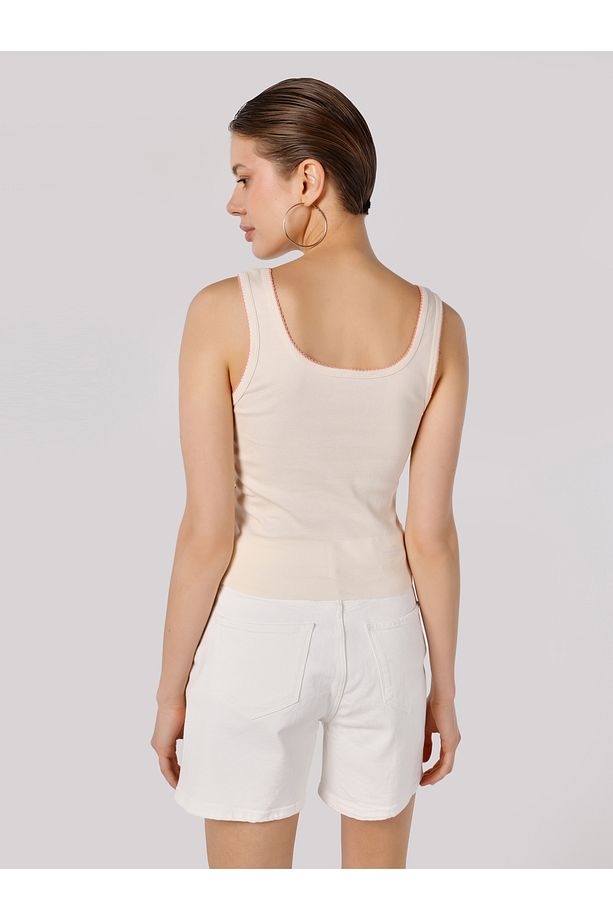 Regular Fit Kadın Ekru Atlet - 2