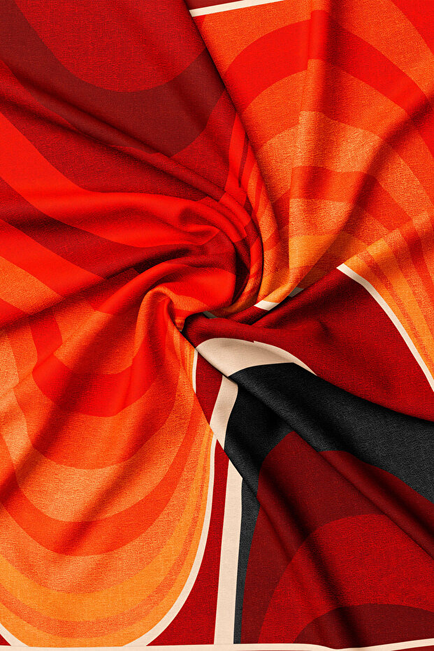 Bordo Geometric Patterned Twill Scarf - 2