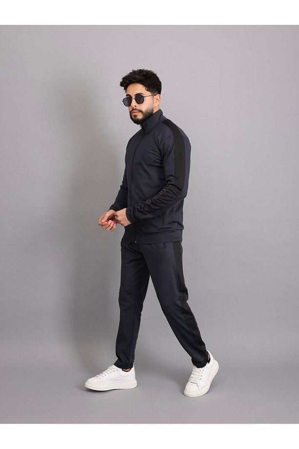 kumaş polyester kol şeritli erkek eşofman takım - 2