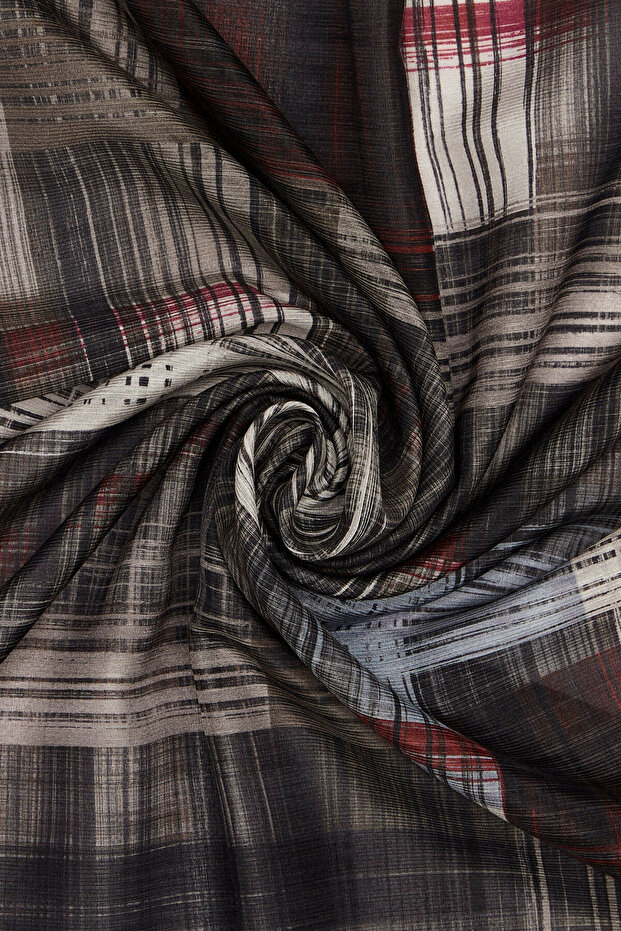 Geometric Patterned Cotton Silk Shawl - 2