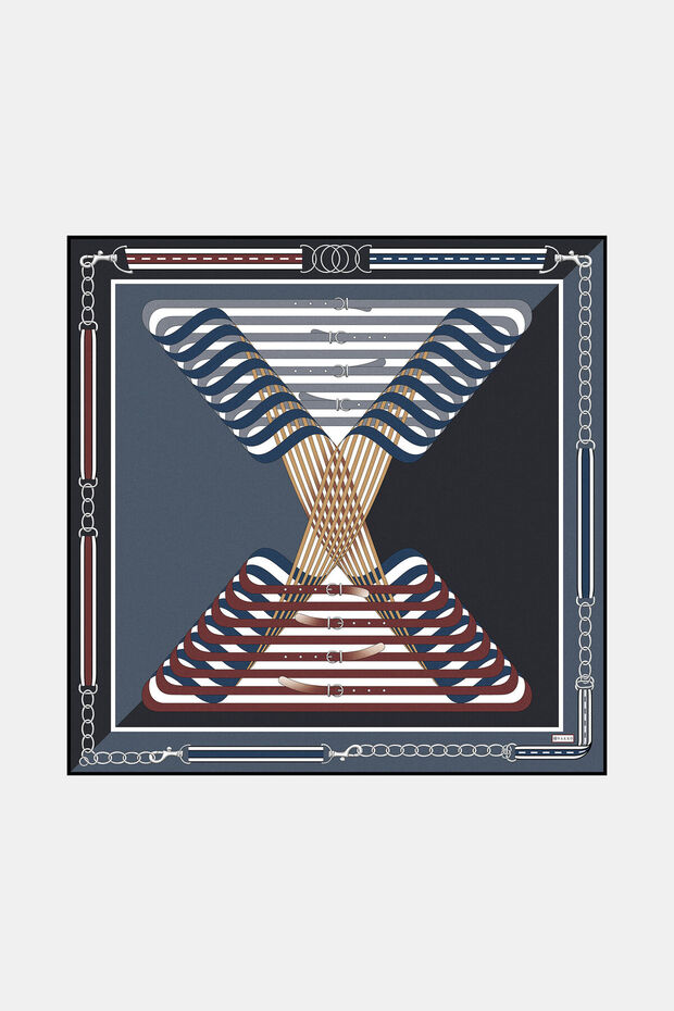 Anthracite Object Patterned Twill Scarf - 1