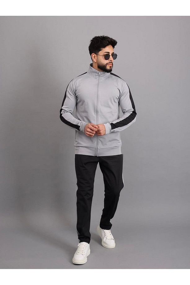 dalgıç kumaş polyester kol şeritli erkek eşofman takım - 2