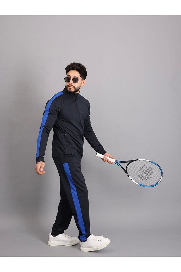 dalgıç kumaş polyester kol şeritli erkek eşofman takım - 3