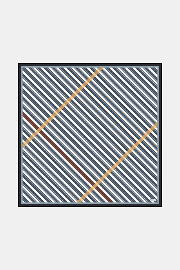 وشاح من نسيج التويل بنمط هندسي من أنثراسايت - 1