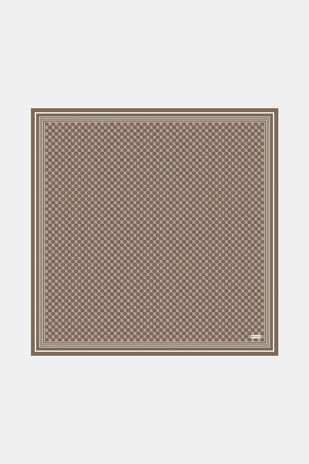 AÇIK KAHVE MONOGRAM TWILL EŞARP - 1
