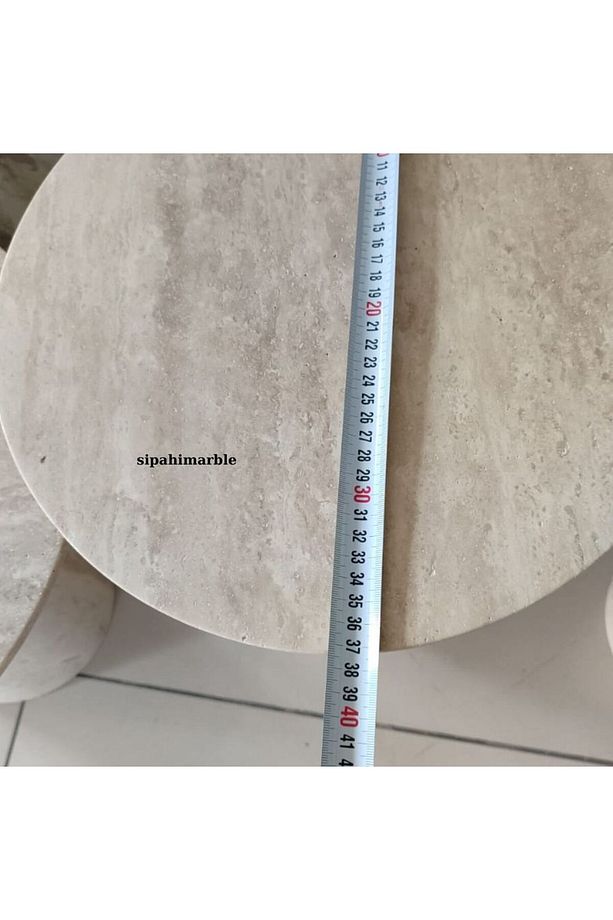 Traverten 3'lü Mantar Sehpa - 6