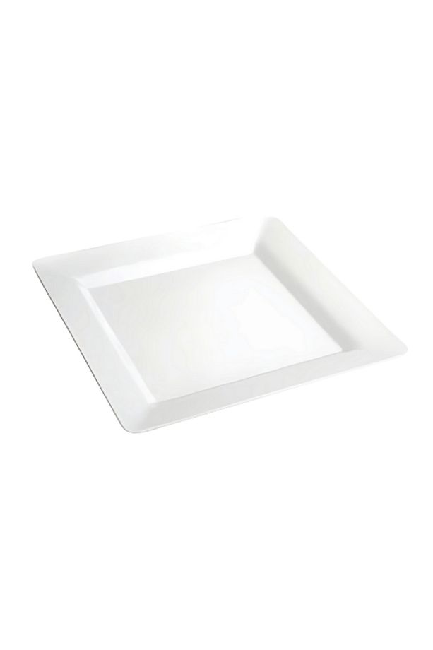 Plastik Porselen Görünümlü Kare Beyaz Tabak 18 cm 10 Adet - 1